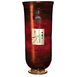 Red Gold Hurricane Large Glass Vase