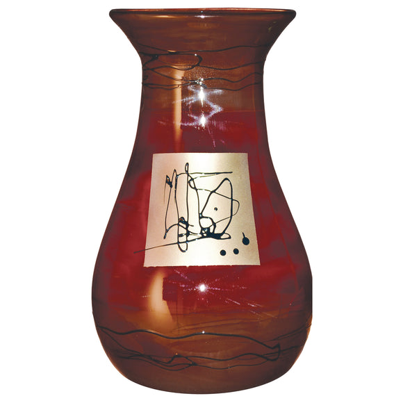 Red Gold Tall Glass Vase