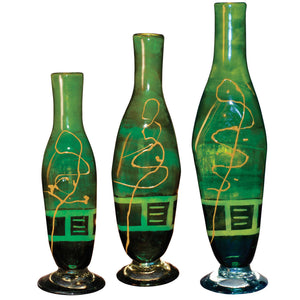 Iguana Green Glass Bottles Set of 3