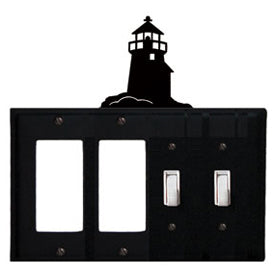 Wrought Iron Lighthouse Combination Cover - Double GFI Left with Double Switch Right