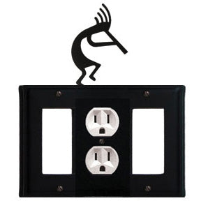 Kokopelli Combination Cover - Center Outlet w/Left & Right GFI