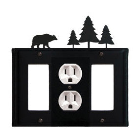 Bear & Pine Combination Cover - Center Outlet w/Left & Right GFI