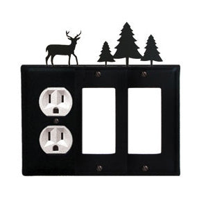 Deer & Pine Tree Combination Cover - Outlet & Double GFI