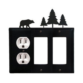 Bear & Pine Tree Combination Cover - Outlet & Double GFI