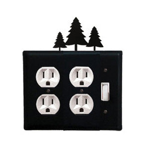 Pine Trees Double Outlet With Single Switch Combination Cover