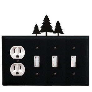 Pine Trees Combination Cover - Single Outlet With Triple Switch