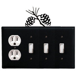 Pinecone Combination Cover - Single Outlet With Triple Switch