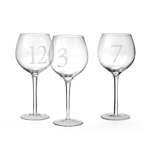 Set Of Twelve Numerology Wine Glasses