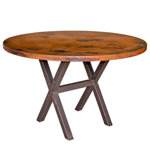 X Brace Dining Table with 48" Round Top