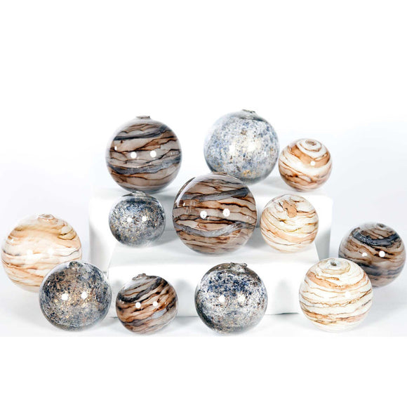 Set of 12 Glass Spheres | Stone Court, Driftstone & Sanderling