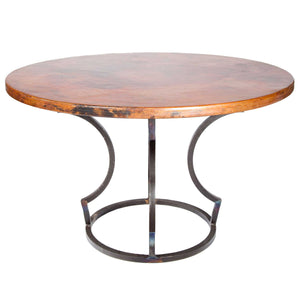 Charles Dining Table with 54" Round Hammered Copper Top