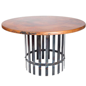 Ashton Dining Table with 54" Round Hammered Copper Top