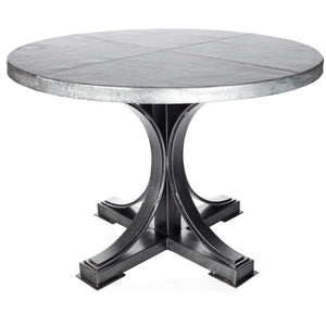Winston Dining Table with 60" Round Hammered Zinc Top