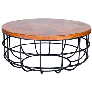 Axel Coffee Table with Round Hammered Copper Top