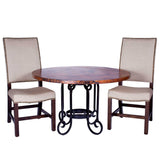Curled Leg Round Dining Table with 54" Round Hammered Copper Top