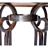 Curled Leg Round Dining Table with 60" Round Hammered Zinc Top