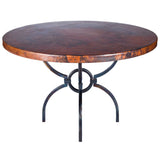 Logan Dining Table with 54" Round Hammered Copper Top
