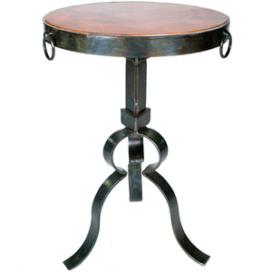 Carver Iron Accent Table with Hammered Copper Top