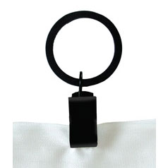 Pictured here is the 1-inch diameter Clip Curtain Ring with a flat black powder coat finish.