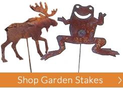 Wrought Iron Garden Stakes - Rusted Iron Garden Stakes