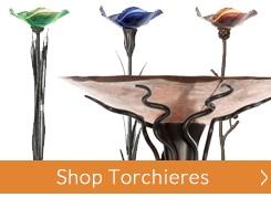 Wrought Iron Torchieres | Hand-forged Iron Lamp Bases