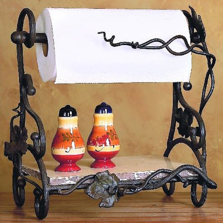 Blacksmith Handmade Wrought Iron Wall Mount Rustic Paper Towel Holder for Kitchen #MD19002 (Black)