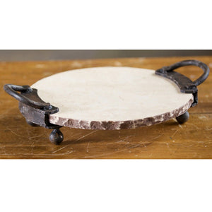 Wrought Iron 2-Handle 12" Marble Server
