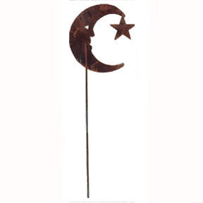 Rusted Moon And Star Garden Stake
