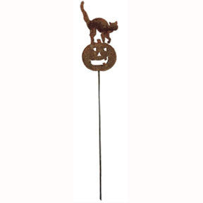 Rusted Cat And Pumpkin Garden Stake