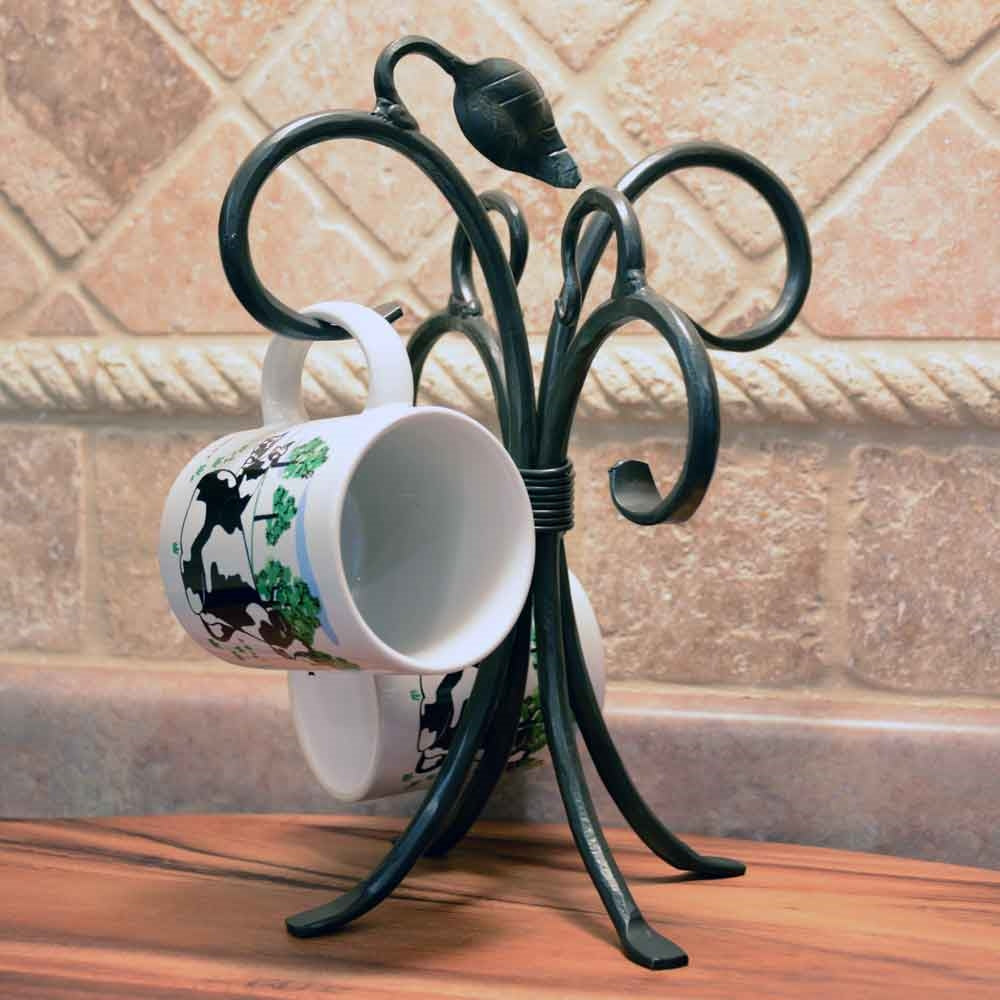 Wrought Iron Mug Rack - Rustic Sassafras Mug Rack – timelesswroughtiron
