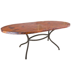 Italia Oval Dining Table with 72 x 44-in Soft Oval Copper Top