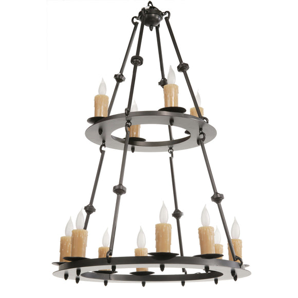 Nova 12 Light Two-Tier Chandelier w/ Candle Drip Cover