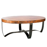 Oval Strap Cocktail Table with Hammered Copper Top