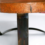 Oval Strap Cocktail Table with Hammered Copper Top
