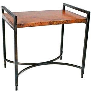 Rectangular Iron Tray Table with Hammered Copper Top
