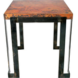 Steel Strap End Table with Hammered Copper Top