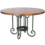 Curled Leg Round Dining Table with 48 inch Copper Top