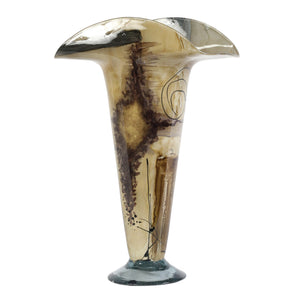 Beige and Brown Signature Glass Urn