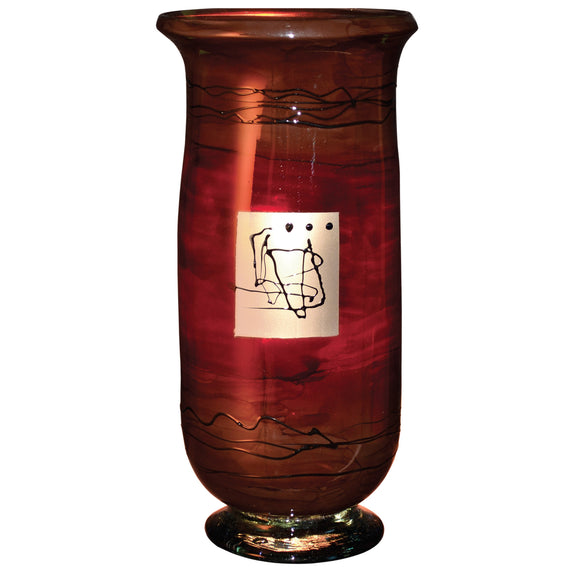 Red Gold Hurricane Small Glass Vase