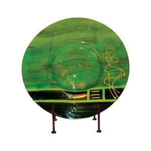Iguana Green Glass Charger with Iron Stand