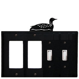 Wrought Iron Loon Combination Cover - Double GFI Left with Double Switch Right