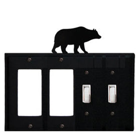 Wrought Iron Bear Combination Cover - Double GFI Left with Double Switch Right
