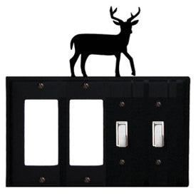 Wrought Iron Deer Combination Cover - Double GFI Left with Double Switch Right