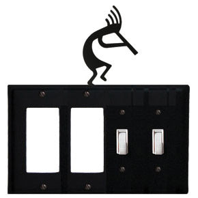 Kokopelli Combination Cover - Double GFI Left With Double Switch Right