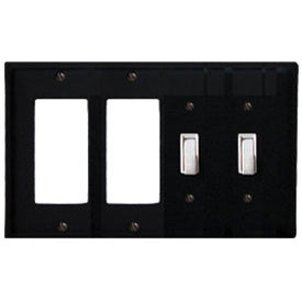 Wrought Iron Plain Combination Cover - Double GFI Left with Double Switch Right