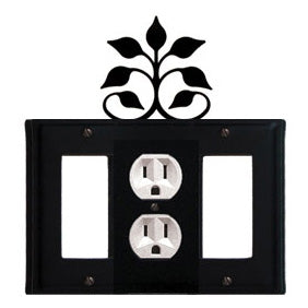 Leaf Fan Combination Cover - Center Outlet with Left & Right GFI