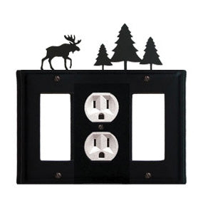 Moose & Pine Combination Cover - Center Outlet w/ Left & Right GFI