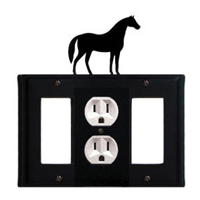 Horse Combination Cover - Single Center Outlet With Left And Right GFI