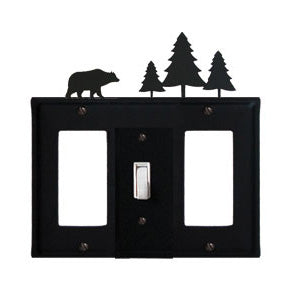Bear & Pine Combination Cover - Center Switch w/Left & Right GFI