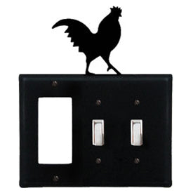 Wrought Iron Rooster Combination Cover - Single GFI with Double Switch